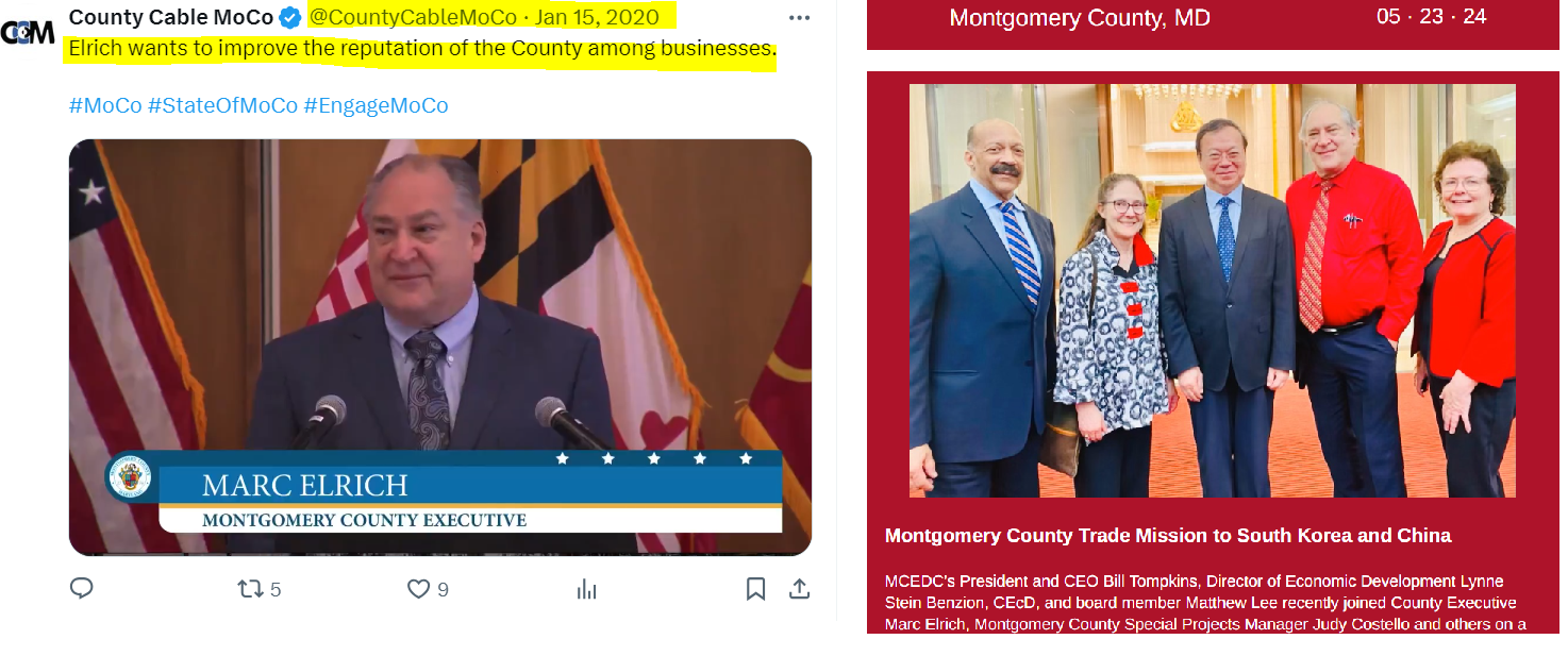 Four Years Ago, Elrich Claimed He Wanted to Improve the Reputation of the County Among Businesses.  Now, He’s All the Way in China Trying to Recruit.